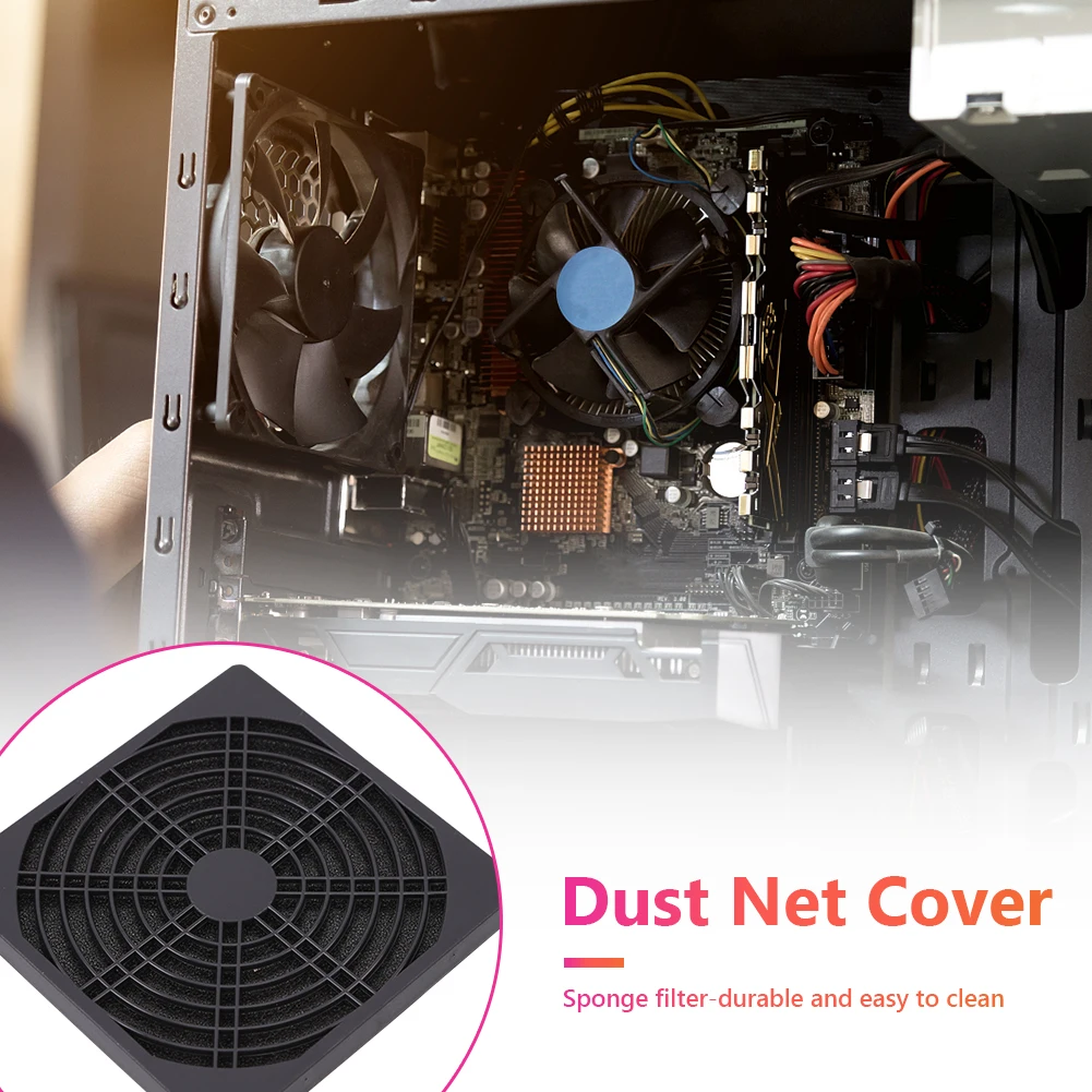 5pcs Desktop Computer Case Fan Dust Filter Replacement 60mm 80mm 90mm 120mm Lightweight Dustproof Grills |