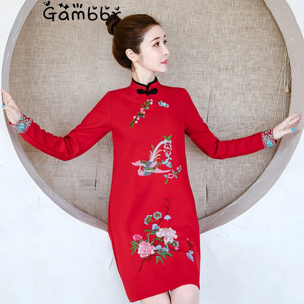 Размера плюс 5XL Традиционный китайский вечерние платья для женщин на Новый год