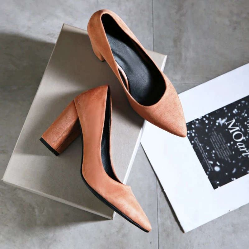 

Fanyuan Heels 6 Color Pumps Woman Spring Pointed Toe Heels Slip On Wedding Shoes Women High Heel Office Pumps