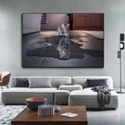 Отражение кошки похоже на фотообои с мультяшными животными и принтами, настенные художественные картины для декора гостиной