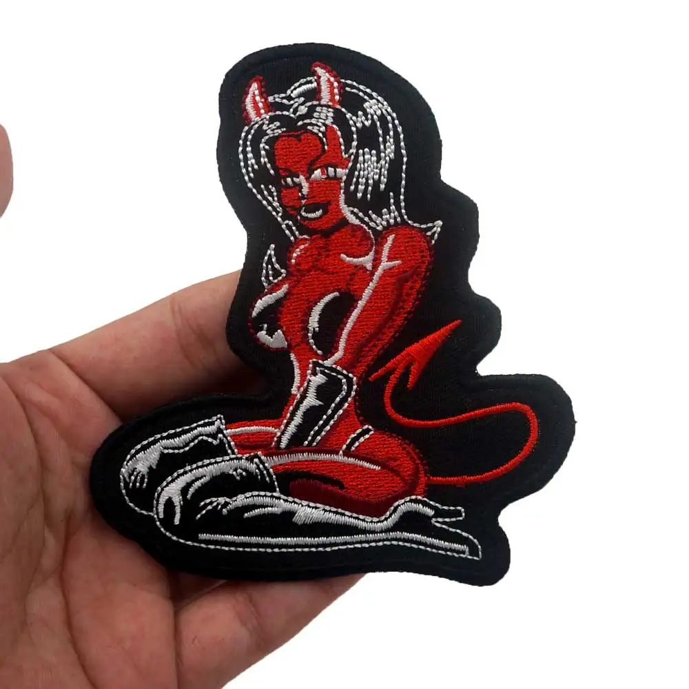 Улыбка зло Женская вышитая аппликация этикетка для шитья в стиле панк байкеров