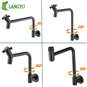 Черный настенный смеситель для раковины одиночный смеситель для холодной воды для умывальника для ванной комнаты смеситель для горячей и холодной воды кран для раковины Смеситель для кухни