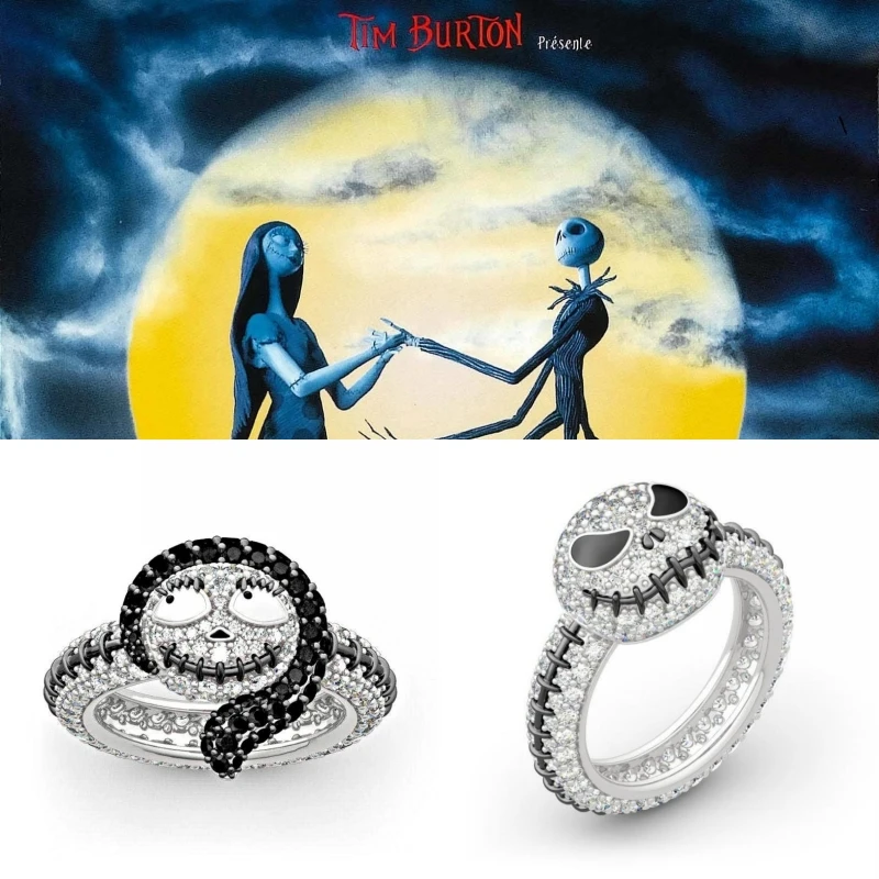 

The Nightmare Before Christmas Ring Sally Jack Skellington Enamel Ring Jewelry Crystal Ring Gift