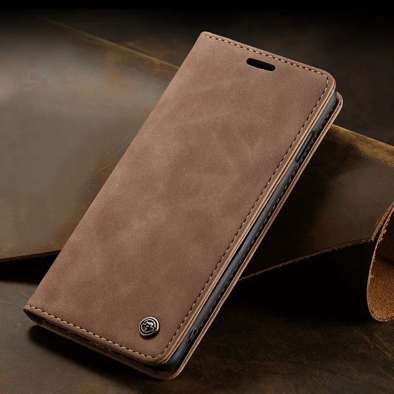 Роскошный Магнитный кожаный чехол для телефона, сумки для samsung S8 S9 S10 Note10 Plus 5G, винтажный флип-чехол для телефона Galaxy A30 A40 A50 A70 - Цвет: Light Brown