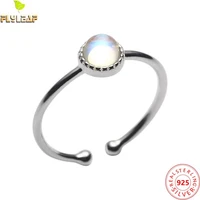 moonstone 100 925 sterling silver rings for women open ring fashion fine jewelry simple small and fresh tail ring femal gift
