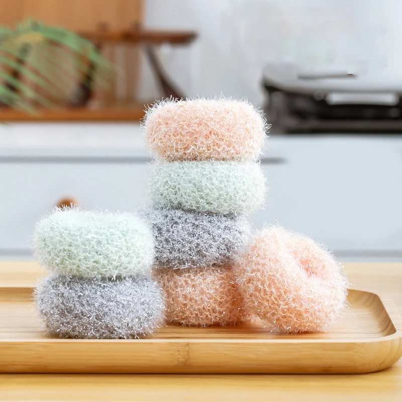 

1/4 pcs Novelty Acrylic Scrubbers Cleaning Ball Kitchen Dishwashing Wire for Kitchen Accessories JS23