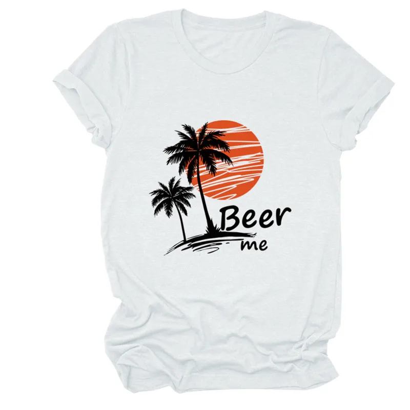 

Женская Пляжная футболка Beer Me, короткий рукав, вырез лодочкой, хипстерский Топ, женская мягкая летняя графика, уличная мода, повседневная фу...