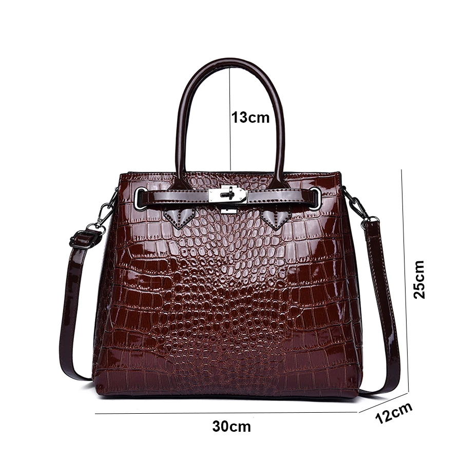 

LUKSUS American Street Style Luxury Crocodile skin Handbags for Women Black Red Brown Leather Crossbody Bag Female Shoulder bags
