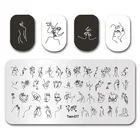 Пластины для стемпинга с листьями, цветами и полосками, абстрактная Женская пластина для ногтевого дизайна, модный трафарет с геометрическим принтом из цветов и стали