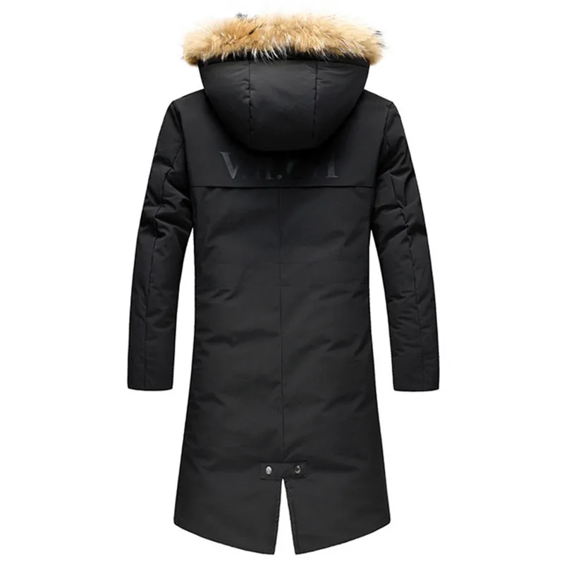 

New Winter Warm Coat Casual Men Down Jacket Men's Brand White Duck Down Fur Collar Hooded Long Parka