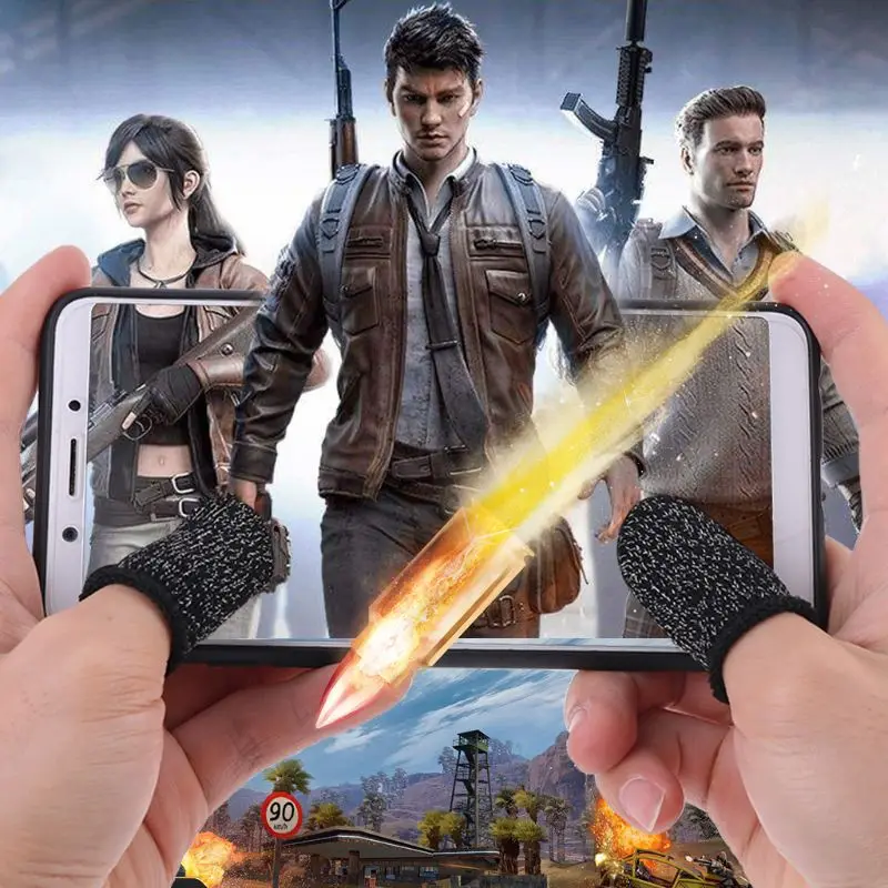 1 пара впитывающая пот трикотажная ткань пальцевая крышка игры сенсорный экран