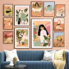 Скандинавская настенная Картина на холсте, абстрактные Модные Ретро плакаты и принты для девочек, декор для гостиной и дома, фрески
