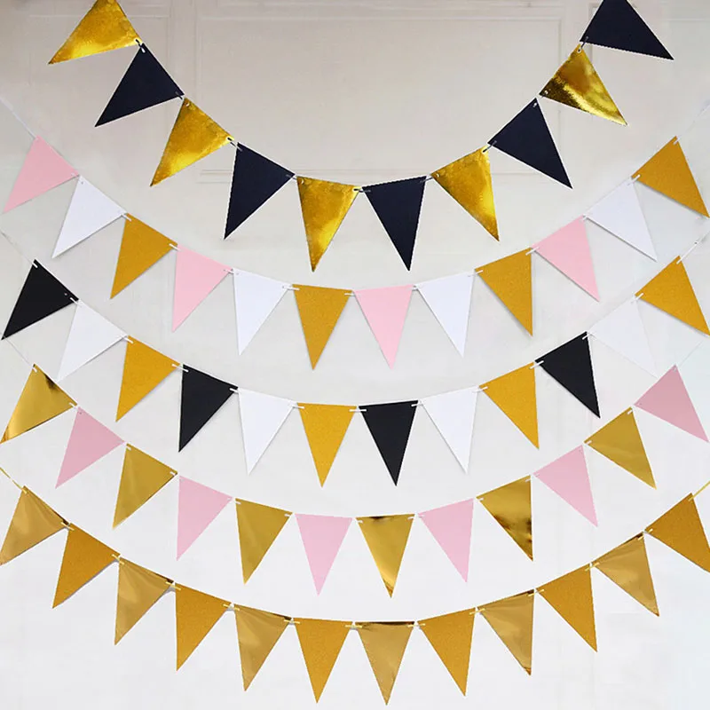 

3 м Золотой Серебряный Розовый Блестящий флаг баннер гирлянда детский душ день рождения DIY овсянка бумажный баннер свадебное событие вечерн...