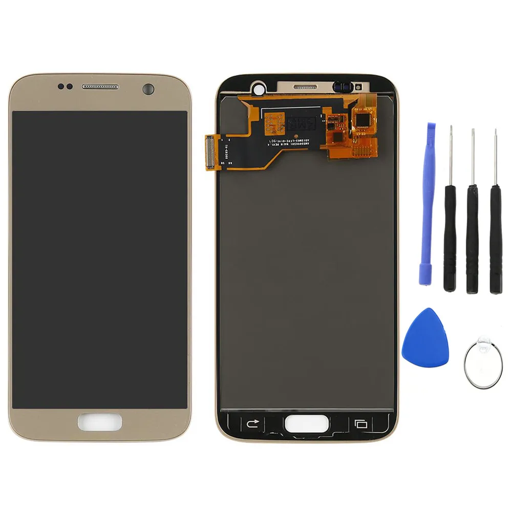 G930F LCD For Samsung Galaxy S7 G930F G930A G930V LCD Display Touch Screen Digitizer Replacements For Samsung S7 LCD Screen - Цвет: Gold with tools