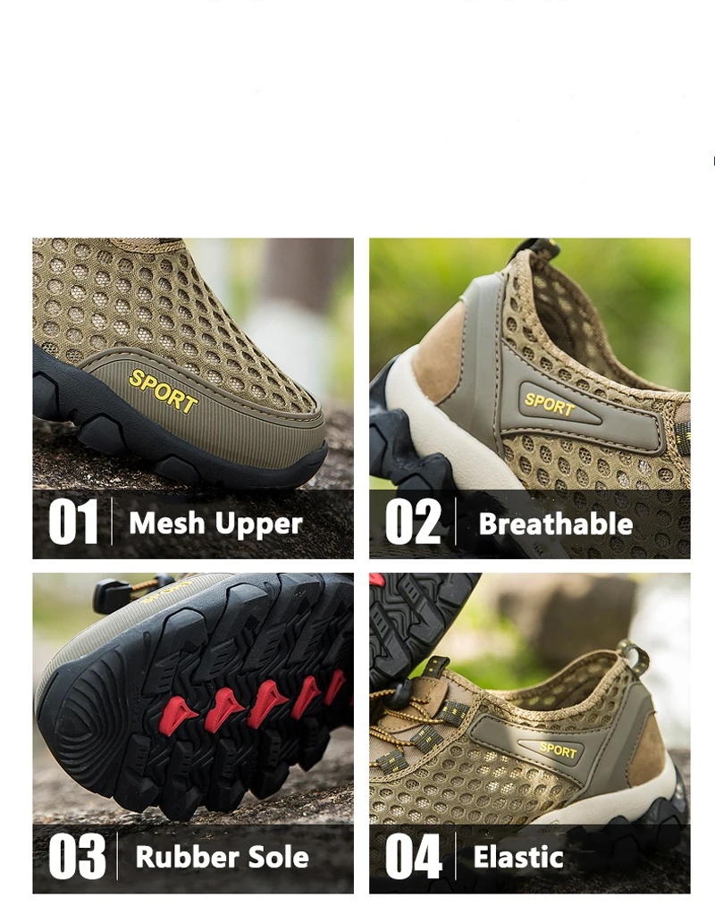 Outdoor Waterproof Shoes Non-slip Breathable Man Hiking Shoes Lightweight Trekking Sneakers Quick Dry Upstream Beach Water Shoes