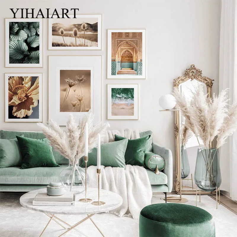 

Contemporary Sunrise Landscape Canvas Print Art Painting Moroccan Door Wall Poster Nordic Botanical Picture Modern Home Decor