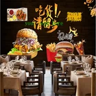 Объемная настенная бумага с изображением гамбургеров на заказ, черный фон для ресторана, промышленный декор, Настенная бумага, 3D обои
