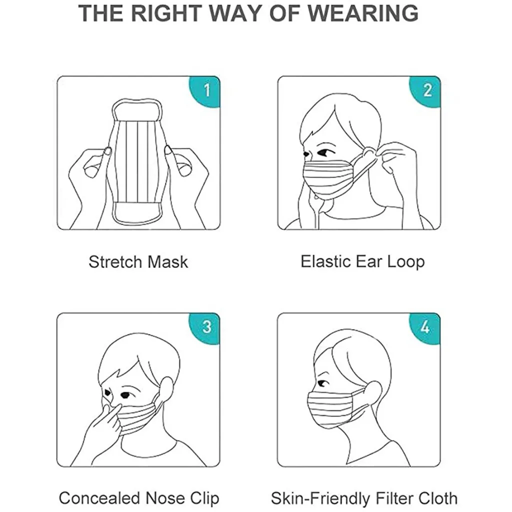 

Disposable Face Mask A Box Of Environmentally Friendly Adult Facemask With Breathable Blue Masks Industrial 3Ply Ear Loop
