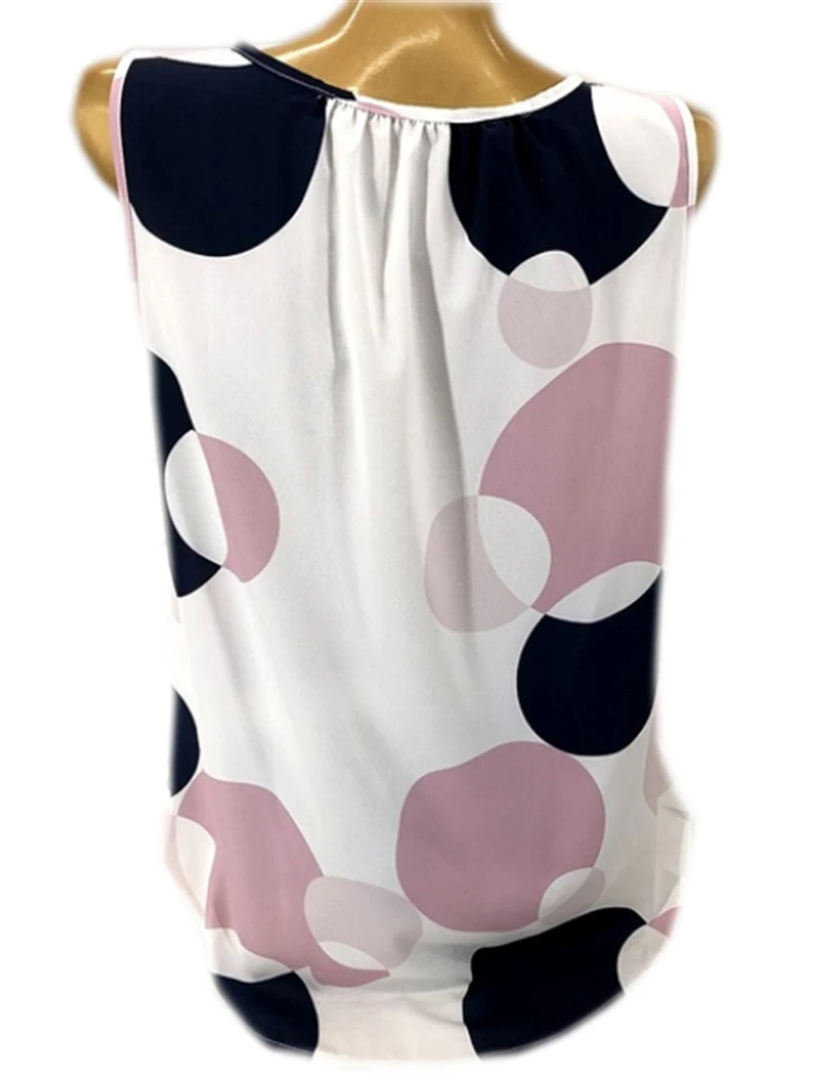 

New loose polka dot printing T-shirt ladies sleeveless vest T-shirt casual woman top