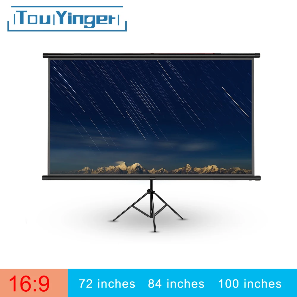 Портативный проектор Touyinger 16:9 размер проекции 72/84/100 дюймов с белой