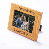 custom photo engraved wood picture frame personalized text word natural wooden photo frame wedding accessories for family gifts