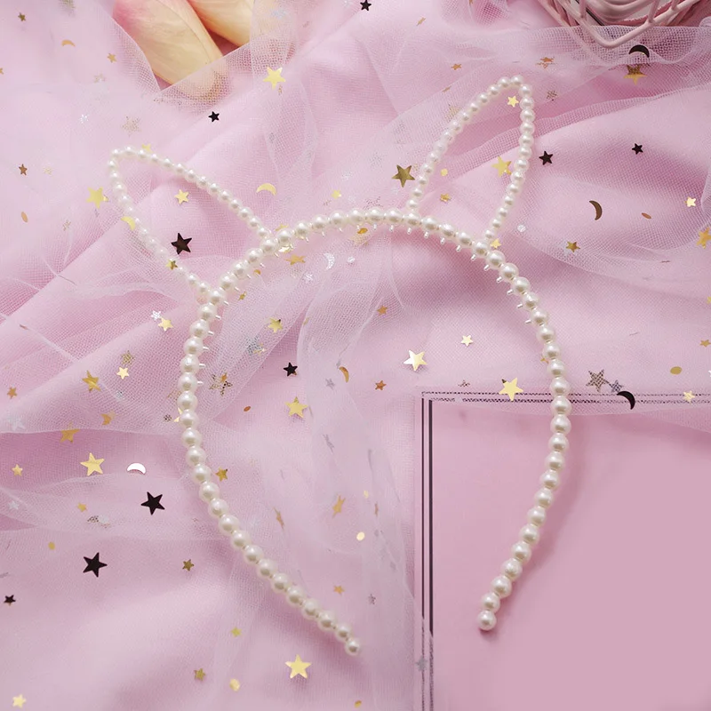 kids Pearl cat ears head bands fashion Lady Girl Hairband SexySelf Headband birthday party Hair Accessories for Women hoop |