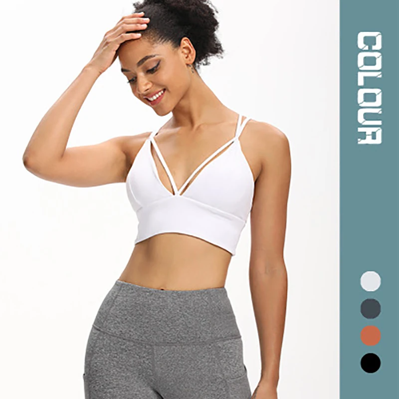 

2020 New Cross Beautiful Back Yoga Bra Running Shockproof Sports Underwear Fitness Vest For Young Lady Students Style YJL0138