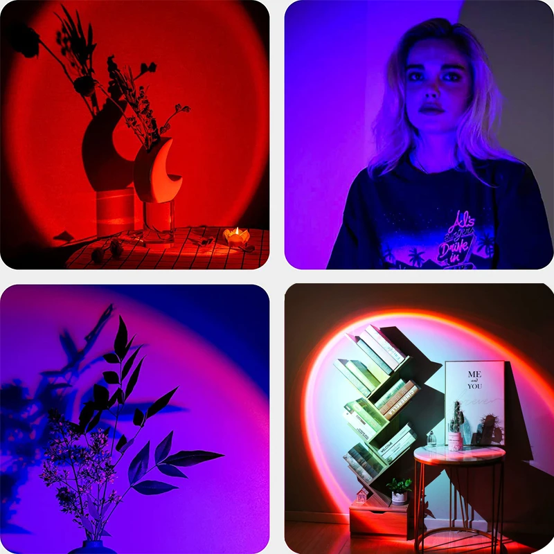 Проекционный ночник с закатом 4/16 цветов фоновая подсветка для прямой трансляции