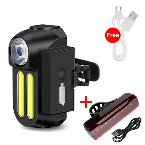 with usb taillight NEWBOLER 1200mAh велосипедный фонарик USB перезаряжаемый светодиодный фонарь для мотоцикла комплект передних и задних огней Waetproof Велосипедное головное крепление - Цвет: with usb taillight