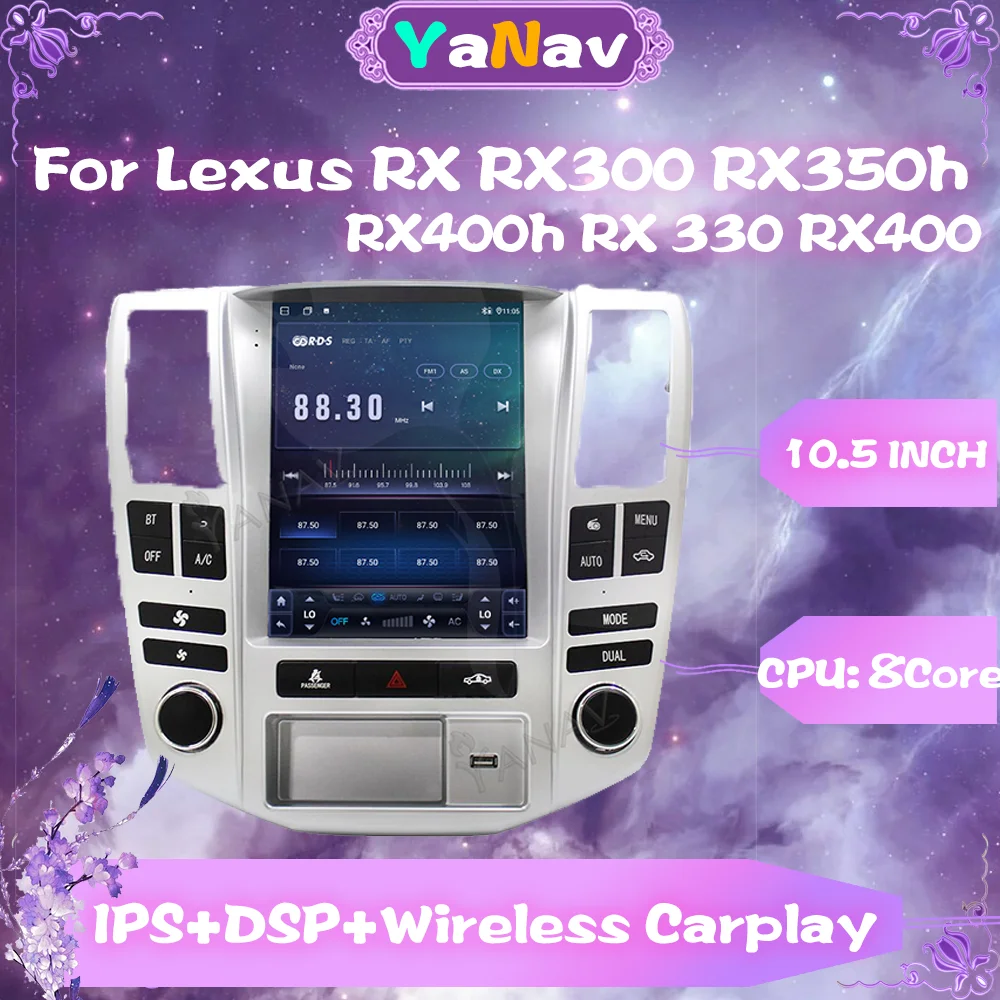 

Автомагнитола на Android, 10,4 дюйма, для Lexus RX RX300 RX330 RX350 RX400 2002-2008, GPS-навигация, стерео, прием, Мультимедийный MP3-плеер