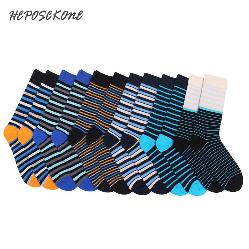 Новинка осенне зимние хлопковые Смешные индивидуальные полосатые мужские носки