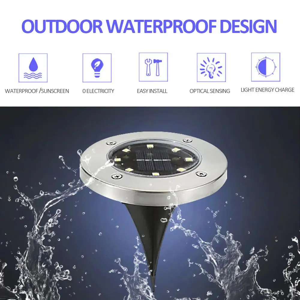 Уличная лампа для дорожек садовый настил 8 светодиодов солнечная энергия