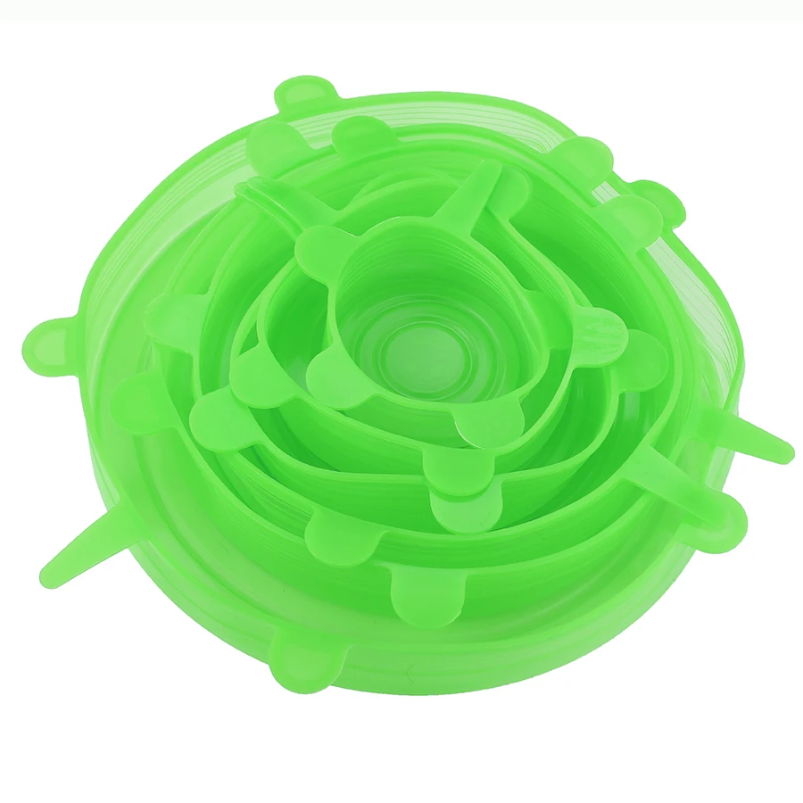 Эластичные силиконовые крышки для пищевых продуктов 100% 6 шт.|Крышки сохранения