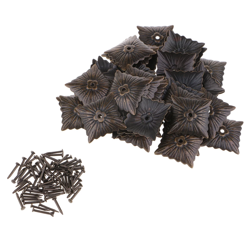 50 шт. винтажные квадратные железные гвозди с цветочным дизайном шпильки для