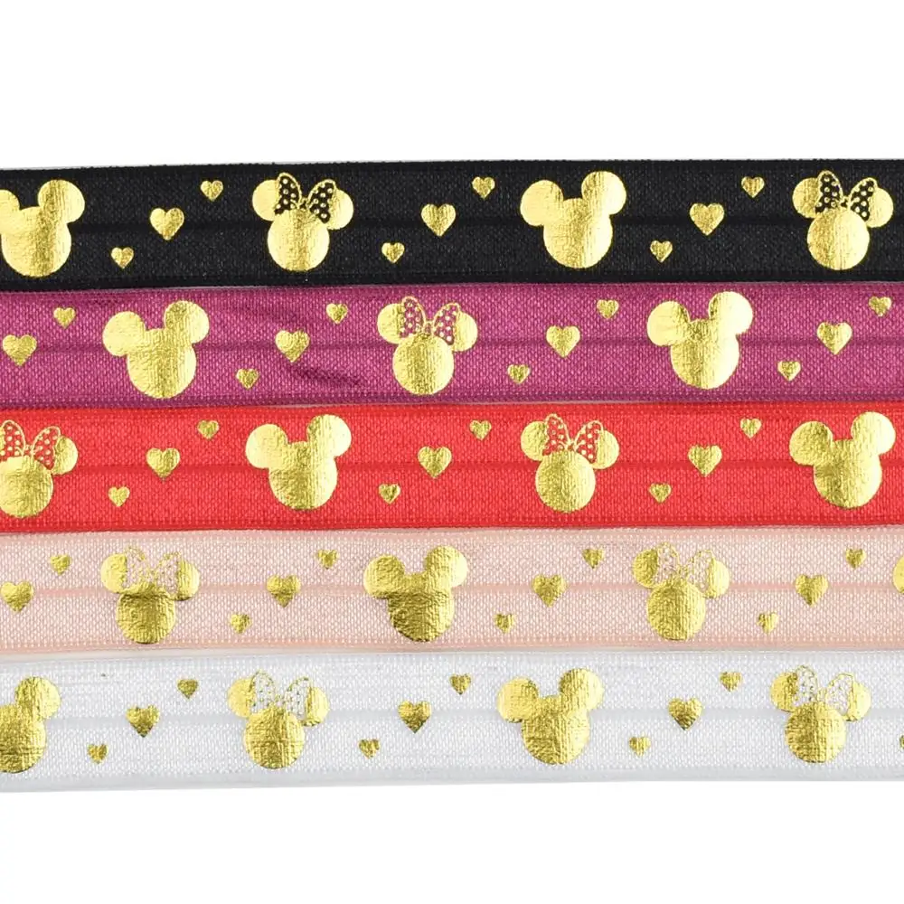 Эластичная лента в форме сердца 100 ярдов 5/8 дюйма 16 мм с принтом головы мыши из