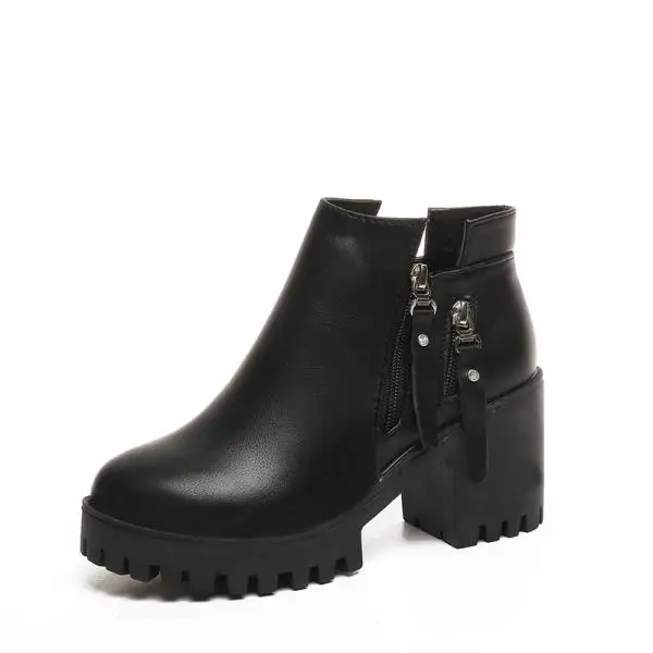 1 Bootee/женские ботинки г. Женская обувь на низком каблуке сабо на массивном каблуке, на платформе, с круглым носком, женские сапоги до середины икры на высоком каблуке, Осень-зима - Цвет: 1