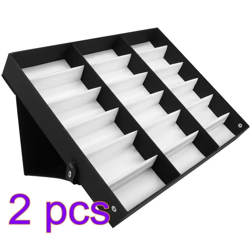 Goede 2 Stuks 18 Grid Zonnebril Opbergdoos Organizer Glazen Display Case Stand Houder Eyewear Brillen Doos Zonnebril Case
