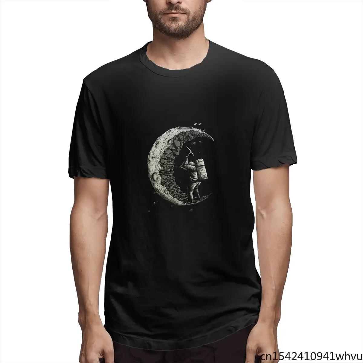 

Astronaut Moon Lovely Funny Short Sleeve Pure Lycra Adult Clothing Casual Men T-shirt O-neck Size M-5XL