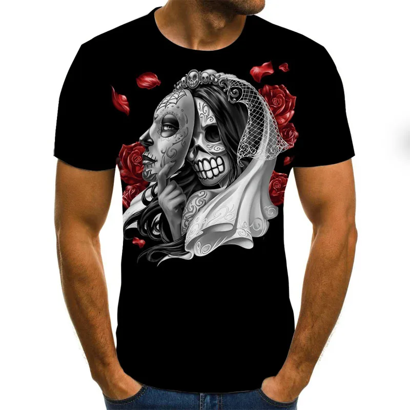 

Skull Men's T-Shirts Men's Hip Hop tshirt Horror O-Neck T-shirt Summer Fashion Clothing Large Size Street Clothing top t-shirts