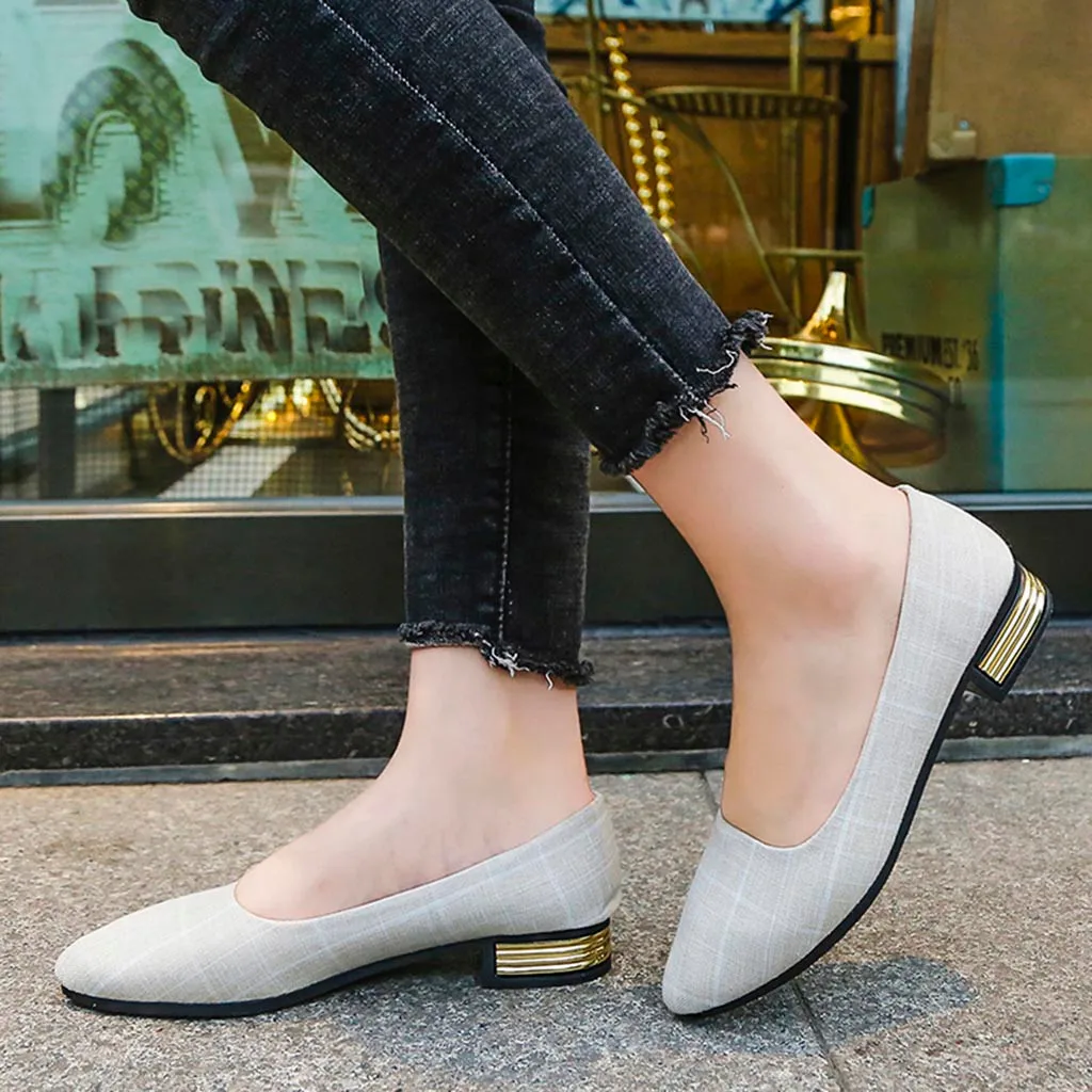 Женская обувь Модные женские лоферы с острым носком в мелкую клетку Повседневная