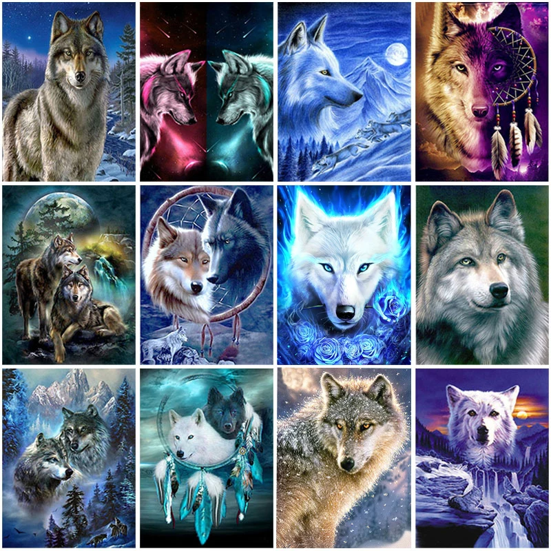

Wolf DIY 5D Diamond Painting Full Square Round Rhinestone Paintings Animal Diamond Embroidery Cross Stitch Mosaic Home Decor