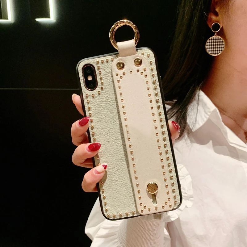 White SYCASE модный портативный кожаный чехол для телефона samsung S8 S9 S10 Plus S10E, защитный чехол на запястье - Цвет: White