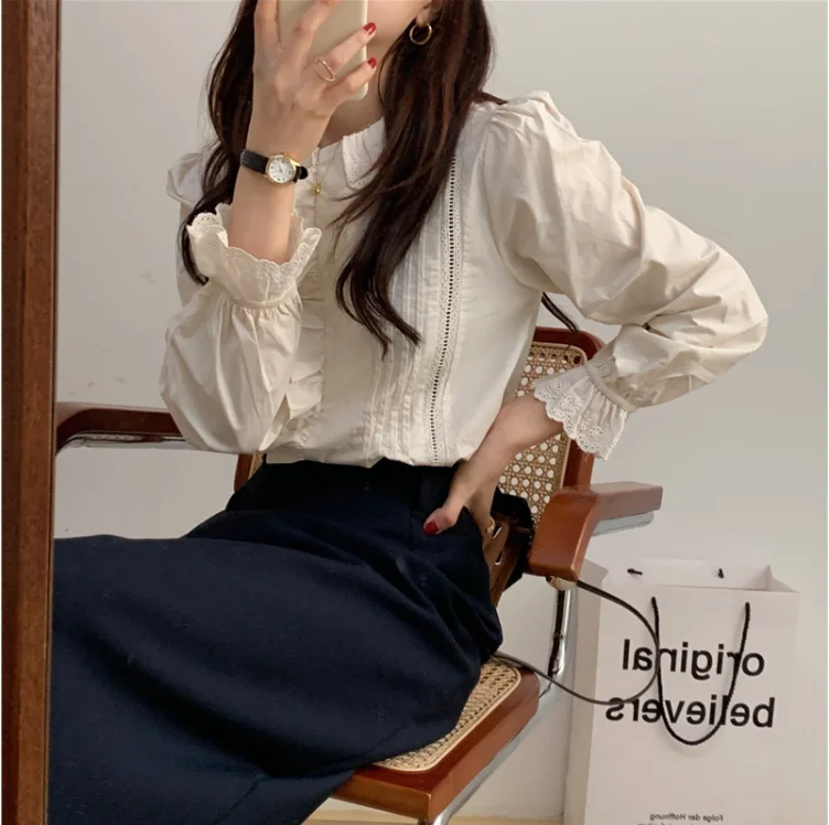 

New Spring Vintage Cotton Shirt Female Oversize Womens Long Sleeve Girls Blouse Summer Plus Size Women Blouses Femme Blusas