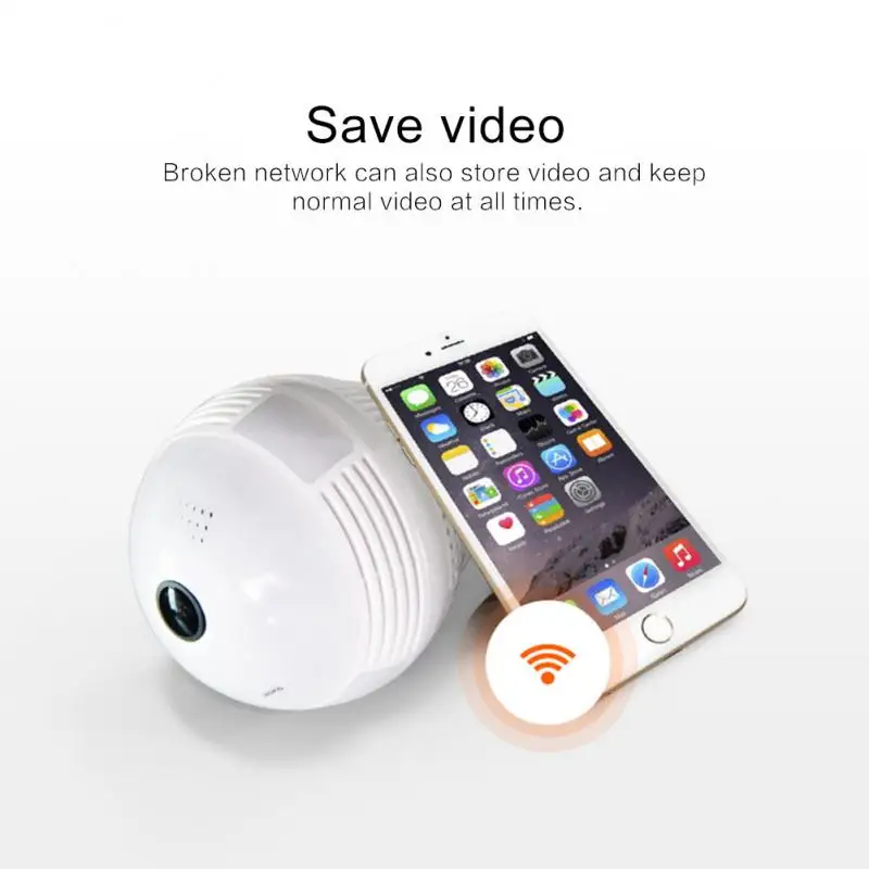 

960P/1080P Wifi LED Light Camera Panoramic 360 Bulb Camera Wireless Wifi Remote Network Monitor HD Home Camera Support SD Card