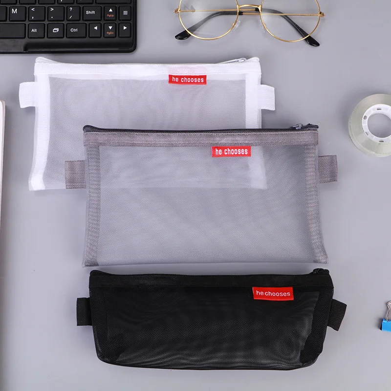 Простая прозрачная Сетчатая Сумка для ручек сумка хранения Студенческая