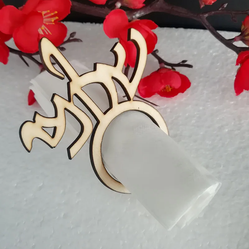 Пользовательские лазерная резка дерева Израиль иврит имя салфетки кольца для