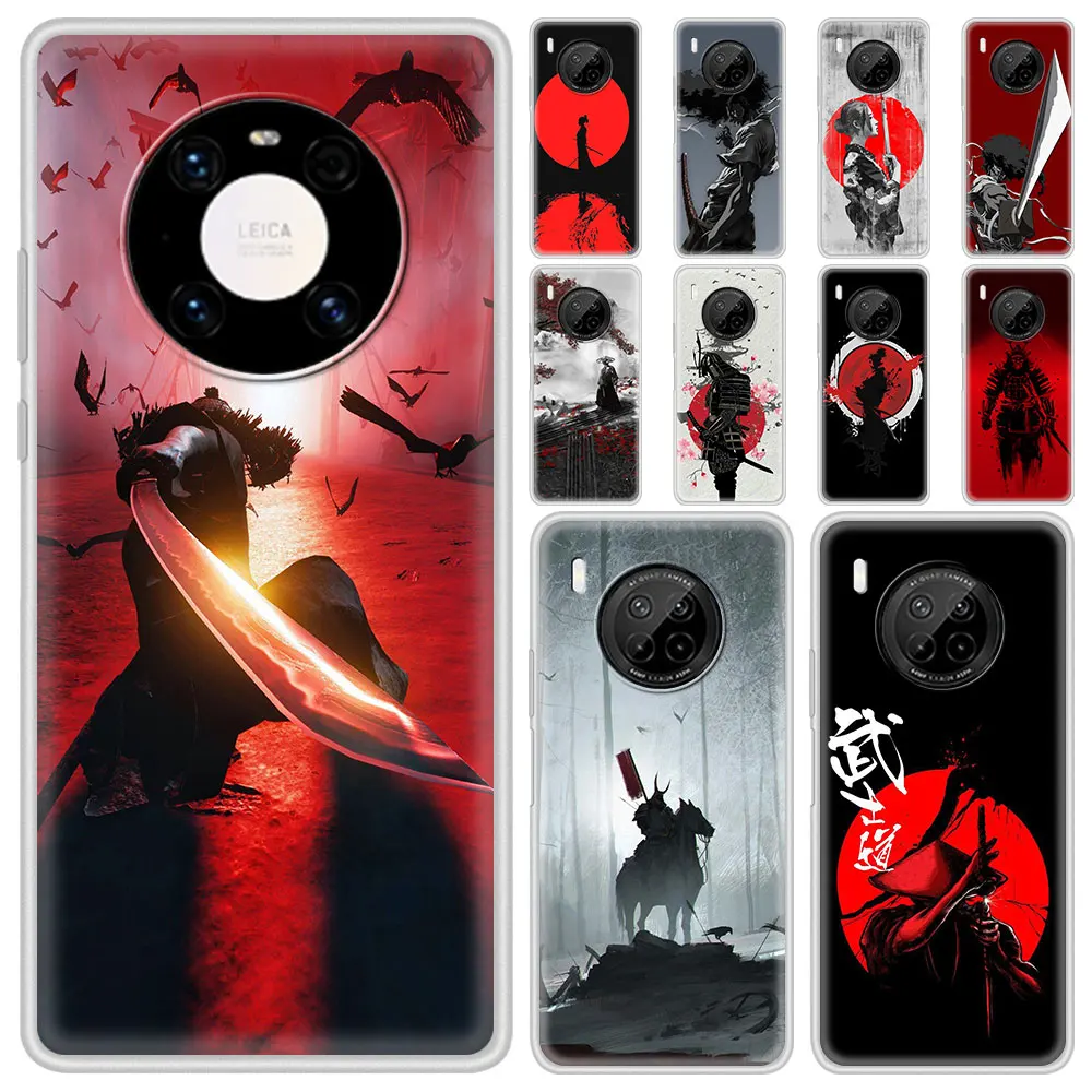 

Japanese Samurai Art Silicone Case Coque for Huawei Mate 20 10 Lite 40 Pro Plus 40 RS Y6 Y7 Y9 2019 Y7a Y9a Y5p Y6p Y8p Cover