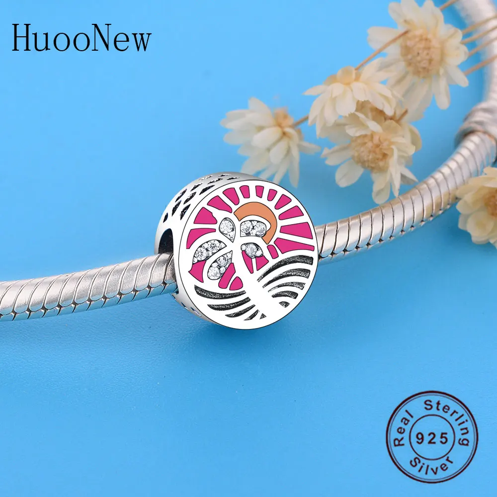 Темно розовый солнце кокосовое фруктовое дерево бусы волна подходят