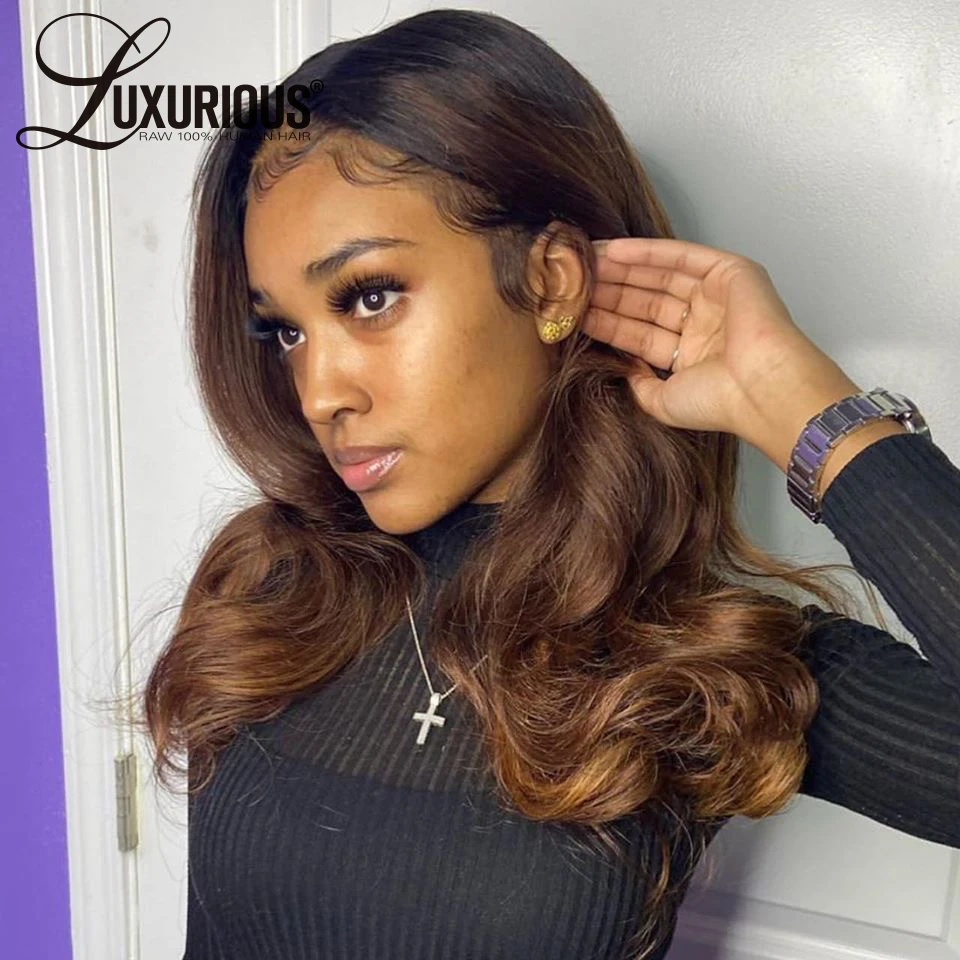 150% Density 13x6 Loose Wave Brown Lace Front Human Hair Wigs Brazilian Color Wig Closure Pre Plucked | Шиньоны и парики