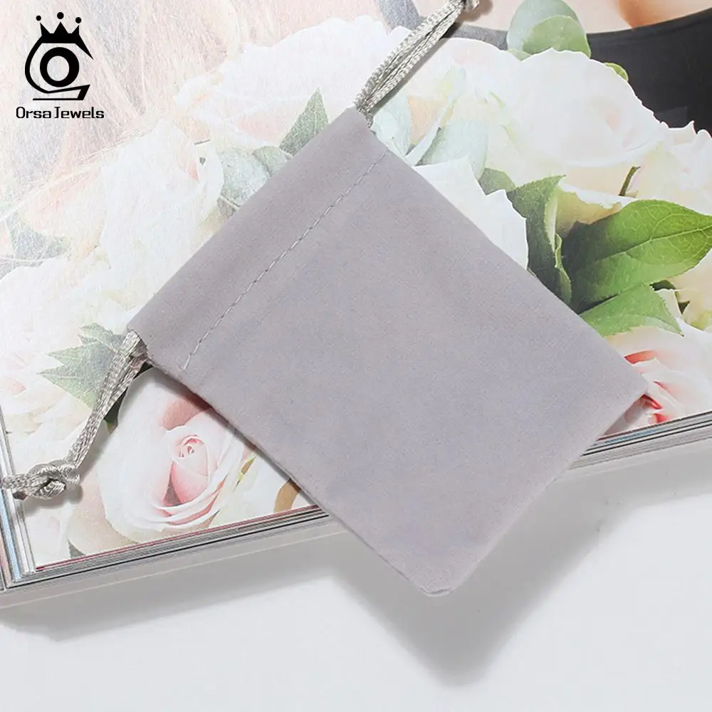 ORSA JEWELS Бархатные Мешочки 7*9 см подарочная упаковка ювелирных изделий Серый шнурок бархатные сумки для свадьбы мешок для конфет на вечеринку BZH13